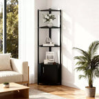 5 Tier Corner Shelf Stand, for Bedroom & Living Room, Industrial Corner Bookshelf for Home Office, Kitchen, Bathroom