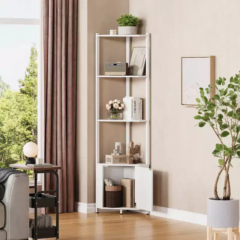 5 Tier Corner Shelf Stand, for Bedroom & Living Room, Industrial Corner Bookshelf for Home Office, Kitchen, Bathroom