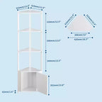 5 Tier Corner Shelf Stand, for Bedroom & Living Room, Industrial Corner Bookshelf for Home Office, Kitchen, Bathroom