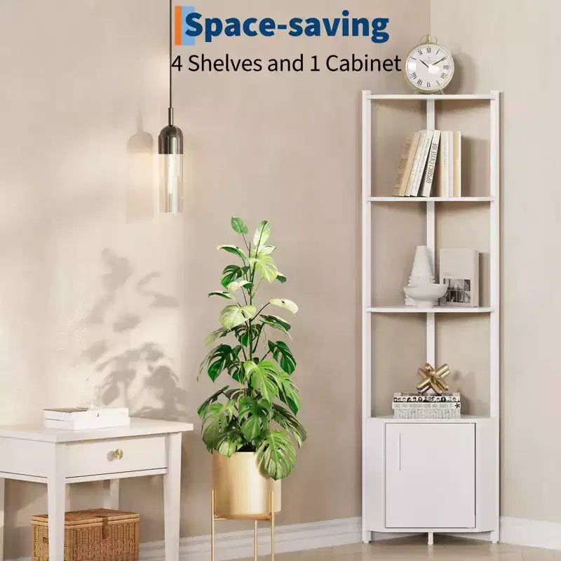5 Tier Corner Shelf Stand, for Bedroom & Living Room, Industrial Corner Bookshelf for Home Office, Kitchen, Bathroom