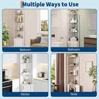 5 Tier Corner Shelf Stand, for Bedroom & Living Room, Industrial Corner Bookshelf for Home Office, Kitchen, Bathroom
