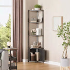 5 Tier Corner Shelf Stand, for Bedroom & Living Room, Industrial Corner Bookshelf for Home Office, Kitchen, Bathroom