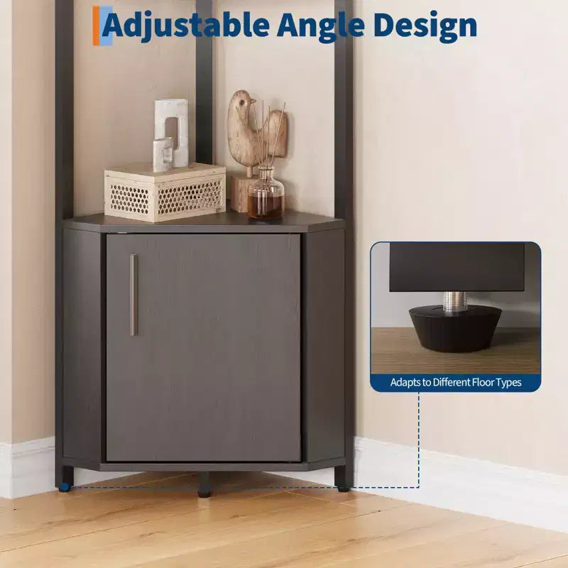 5 Tier Corner Shelf Stand, for Bedroom & Living Room, Industrial Corner Bookshelf for Home Office, Kitchen, Bathroom