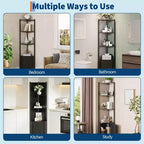 5 Tier Corner Shelf Stand, for Bedroom & Living Room, Industrial Corner Bookshelf for Home Office, Kitchen, Bathroom
