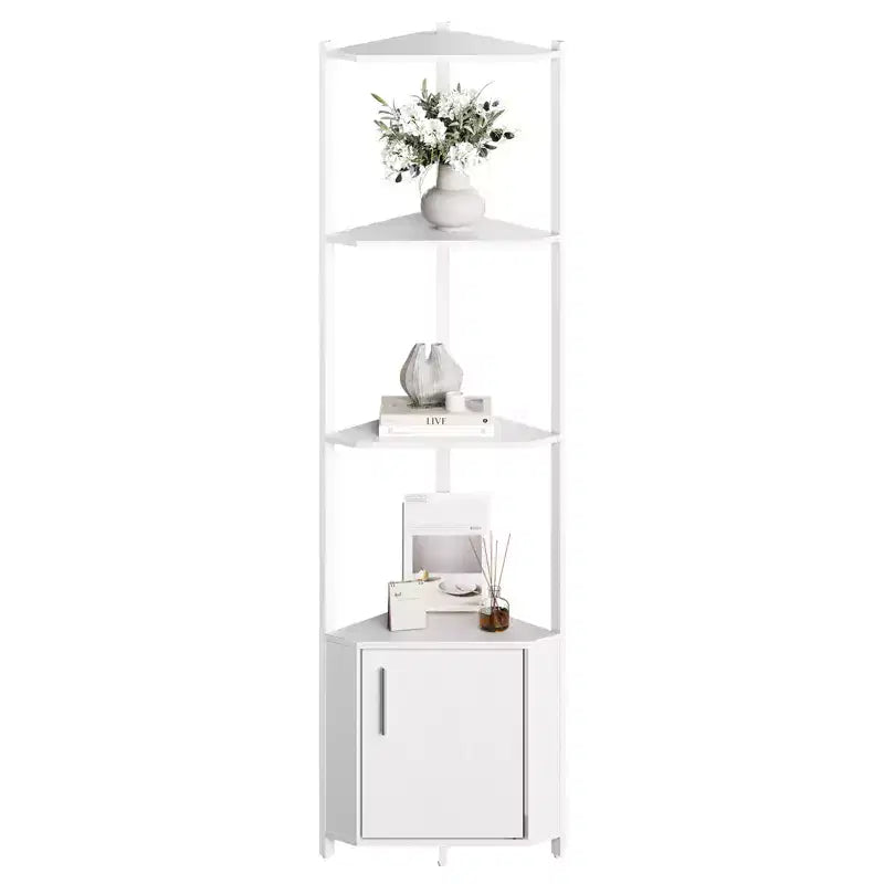 5 Tier Corner Shelf Stand, for Bedroom & Living Room, Industrial Corner Bookshelf for Home Office, Kitchen, Bathroom