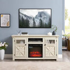 JVNOXK 60.23-inch Modern Farmhouse TV Media Stand Double-Door Farmhouse-Style Cabinet Large Barn-Style Home Entertainment Center White