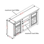 JVNOXK 60.23-inch Modern Farmhouse TV Media Stand Double-Door Farmhouse-Style Cabinet Large Barn-Style Home Entertainment Center White