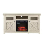 JVNOXK 60.23-inch Modern Farmhouse TV Media Stand Double-Door Farmhouse-Style Cabinet Large Barn-Style Home Entertainment Center White