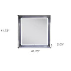 HomeRoots 42 Silver And White Wood Square Lighted Dresser Mount Framed Mirror