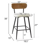 Set of 4 Armless Counter Height Bar Stools with Backs, 27 Cream Boucle Upholstered Island Chairs with Metal Legs - Panipeachy
