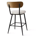 Set of 4 Armless Counter Height Bar Stools with Backs, 27 Cream Boucle Upholstered Island Chairs with Metal Legs - Panipeachy
