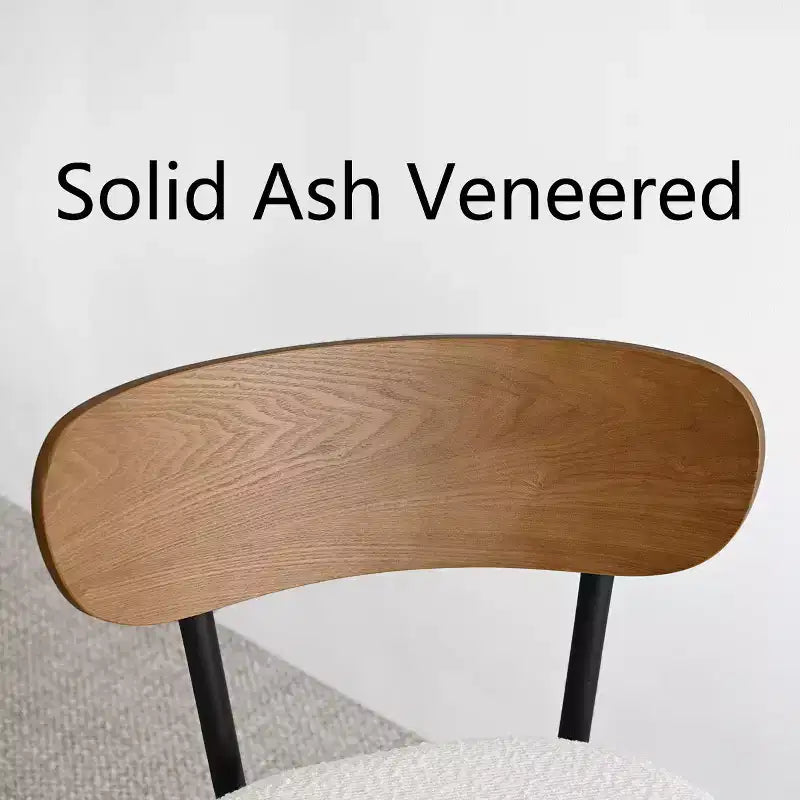 Set of 4 Armless Counter Height Bar Stools with Backs, 27 Cream Boucle Upholstered Island Chairs with Metal Legs - Panipeachy
