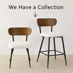 Set of 4 Armless Counter Height Bar Stools with Backs, 27 Cream Boucle Upholstered Island Chairs with Metal Legs - Panipeachy