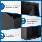 43.3 Outdoor Package Delivery Boxes, Galvanized Steel Wall/Floor Mounted Large Outside Parcel Drop Box for Porch, Curbside, Fence