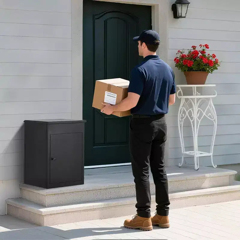 43.3 Outdoor Package Delivery Boxes, Galvanized Steel Wall/Floor Mounted Large Outside Parcel Drop Box for Porch, Curbside, Fence