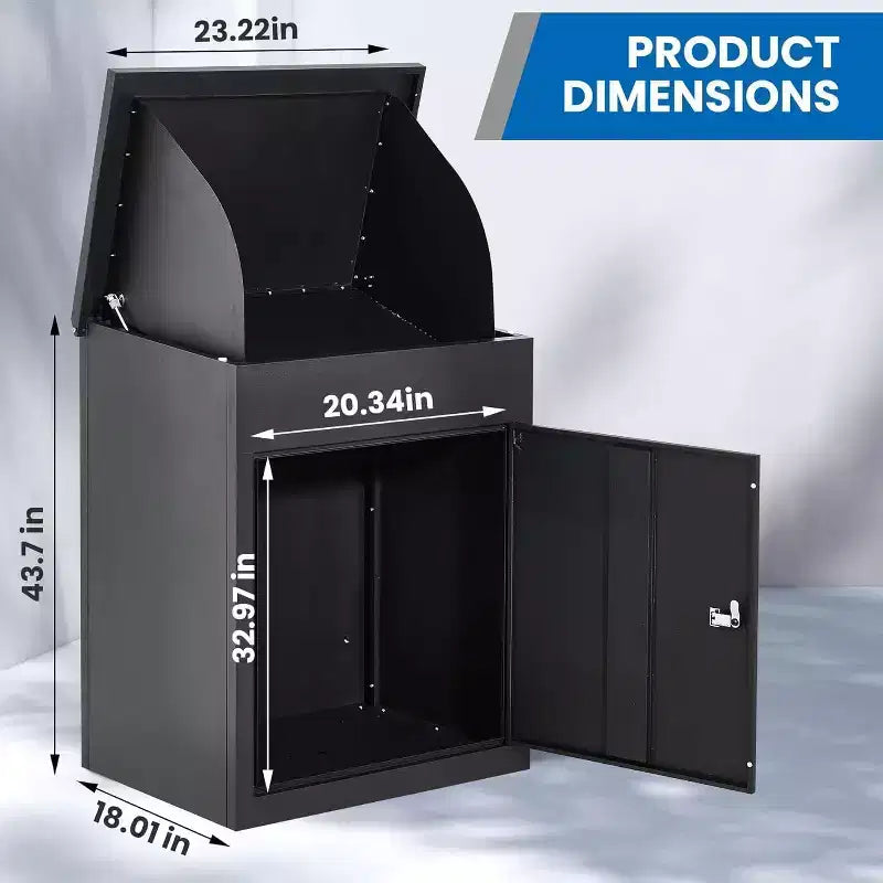 43.3 Outdoor Package Delivery Boxes, Galvanized Steel Wall/Floor Mounted Large Outside Parcel Drop Box for Porch, Curbside, Fence