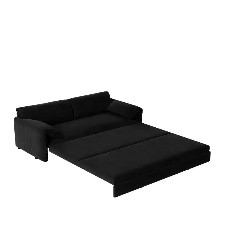 Whisen 3-in-1 Velvet Queen Sleeper Sofa Bed & 66 Queen Pull Out Convertible Sofa Bed, Couch with Side Storage Pockets (Upgraded)
