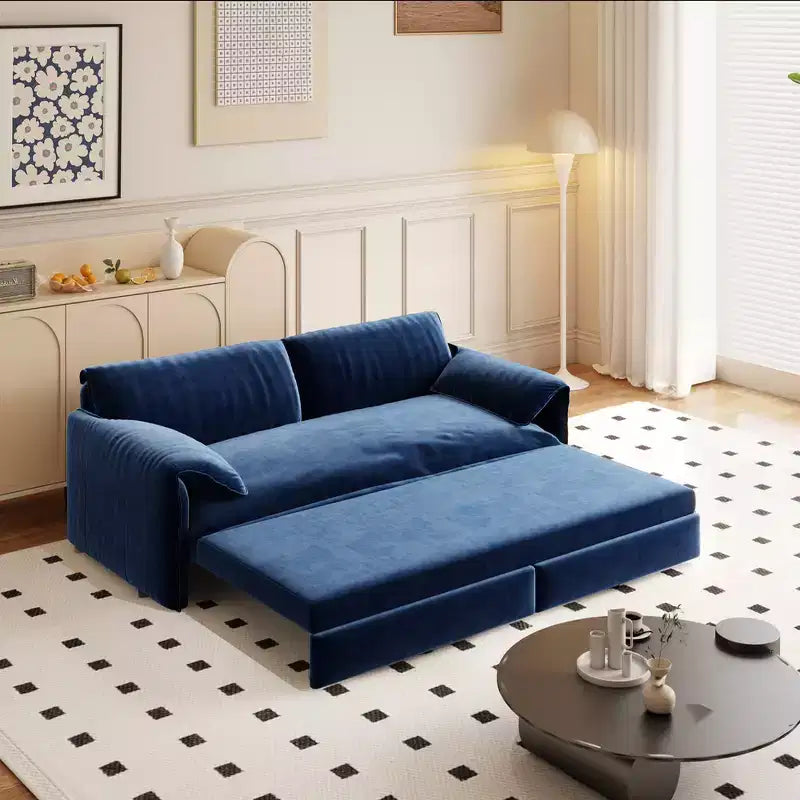 Whisen 3-in-1 Velvet Queen Sleeper Sofa Bed & 66 Queen Pull Out Convertible Sofa Bed, Couch with Side Storage Pockets (Upgraded)