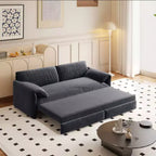 Whisen 3-in-1 Velvet Queen Sleeper Sofa Bed & 66 Queen Pull Out Convertible Sofa Bed, Couch with Side Storage Pockets (Upgraded)