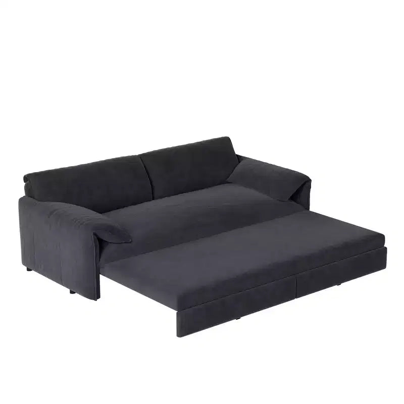 Whisen 3-in-1 Velvet Queen Sleeper Sofa Bed & 66 Queen Pull Out Convertible Sofa Bed, Couch with Side Storage Pockets (Upgraded)