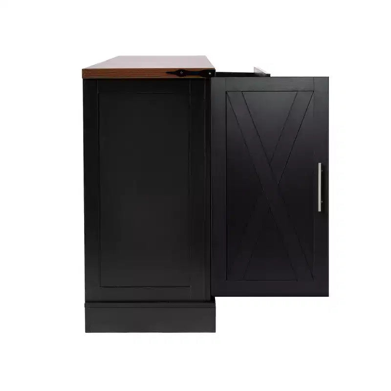 Zeus & Ruta 63 Farmhouse Storage Cabinet with Barn Door, 2 Drawers, Adjustable Shelves, Coffee Bar Buffet for Kitchen, Entryway, Dining Room
