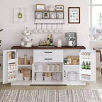 Zeus & Ruta 63 Farmhouse Storage Cabinet with Barn Door, 2 Drawers, Adjustable Shelves, Coffee Bar Buffet for Kitchen, Entryway, Dining Room
