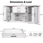 Zeus & Ruta 63 Farmhouse Storage Cabinet with Barn Door, 2 Drawers, Adjustable Shelves, Coffee Bar Buffet for Kitchen, Entryway, Dining Room