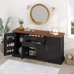 Zeus & Ruta 63 Farmhouse Storage Cabinet with Barn Door, 2 Drawers, Adjustable Shelves, Coffee Bar Buffet for Kitchen, Entryway, Dining Room