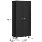 Heavy-Duty 72'' Metal Garage Storage Cabinet with Wheels - Locking Doors - 4 Adjustable Shelves - Pegboard Organizer - Mobile Tool Locker