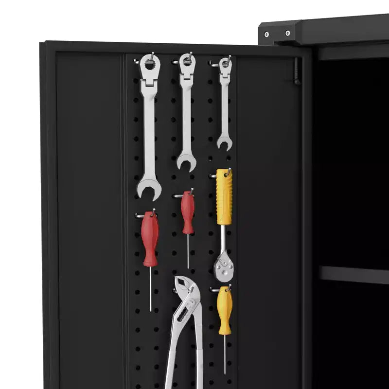 Heavy-Duty 72'' Metal Garage Storage Cabinet with Wheels - Locking Doors - 4 Adjustable Shelves - Pegboard Organizer - Mobile Tool Locker
