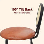 Modern upholstered dining chairs  Contemporary set with natural rattan backrest, metal legs  Space-saving design for dining room