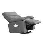 Swivel Recliner sofamade of thickened artificial leather, with massage, reclining and side pocket functions, suitable for living room and bedroom.