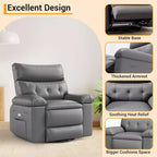 Swivel Recliner sofamade of thickened artificial leather, with massage, reclining and side pocket functions, suitable for living room and bedroom.