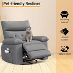 Swivel Recliner sofamade of thickened artificial leather, with massage, reclining and side pocket functions, suitable for living room and bedroom.