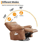 Swivel Recliner sofamade of thickened artificial leather, with massage, reclining and side pocket functions, suitable for living room and bedroom.