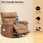 Swivel Recliner sofamade of thickened artificial leather, with massage, reclining and side pocket functions, suitable for living room and bedroom.