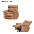 Swivel Recliner sofamade of thickened artificial leather, with massage, reclining and side pocket functions, suitable for living room and bedroom.