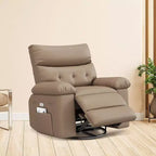 Swivel Recliner sofamade of thickened artificial leather, with massage, reclining and side pocket functions, suitable for living room and bedroom.