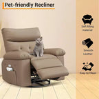 Swivel Recliner sofamade of thickened artificial leather, with massage, reclining and side pocket functions, suitable for living room and bedroom.