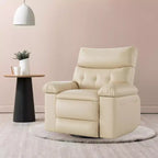 Swivel Recliner sofamade of thickened artificial leather, with massage, reclining and side pocket functions, suitable for living room and bedroom.