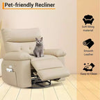Swivel Recliner sofamade of thickened artificial leather, with massage, reclining and side pocket functions, suitable for living room and bedroom.