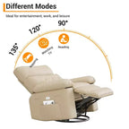 Swivel Recliner sofamade of thickened artificial leather, with massage, reclining and side pocket functions, suitable for living room and bedroom.