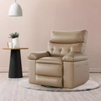 Swivel Recliner sofamade of thickened artificial leather, with massage, reclining and side pocket functions, suitable for living room and bedroom.