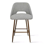 Set of 3 Mid-Century Modern Counter Height Bar Stools, 26 Upholstered Kitchen Island Chairs with Walnut Finish Metal Legs - Panipeachy