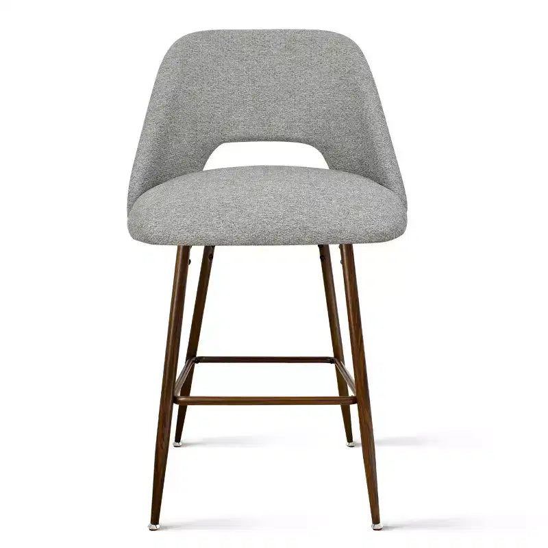 Set of 3 Mid-Century Modern Counter Height Bar Stools, 26 Upholstered Kitchen Island Chairs with Walnut Finish Metal Legs - Panipeachy