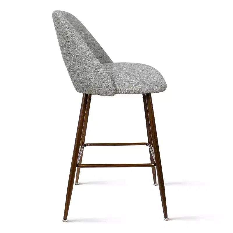Set of 3 Mid-Century Modern Counter Height Bar Stools, 26 Upholstered Kitchen Island Chairs with Walnut Finish Metal Legs - Panipeachy