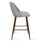 Set of 3 Mid-Century Modern Counter Height Bar Stools, 26 Upholstered Kitchen Island Chairs with Walnut Finish Metal Legs - Panipeachy