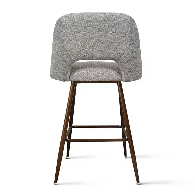 Set of 3 Mid-Century Modern Counter Height Bar Stools, 26 Upholstered Kitchen Island Chairs with Walnut Finish Metal Legs - Panipeachy