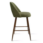 Set of 3 Mid-Century Modern Counter Height Bar Stools, 26 Upholstered Kitchen Island Chairs with Walnut Finish Metal Legs - Panipeachy