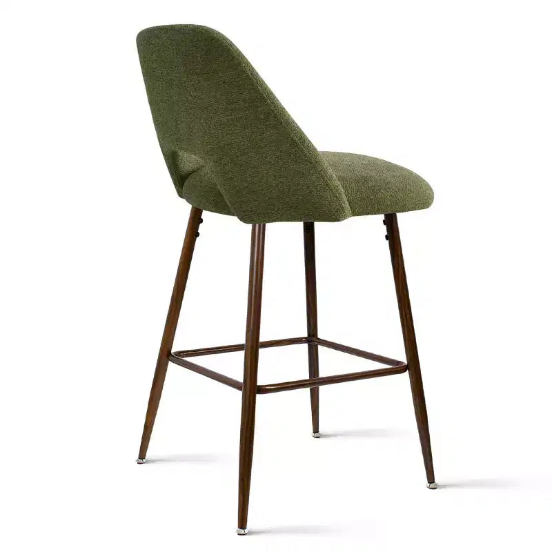 Set of 3 Mid-Century Modern Counter Height Bar Stools, 26 Upholstered Kitchen Island Chairs with Walnut Finish Metal Legs - Panipeachy
